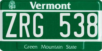 VT license plate ZRG538