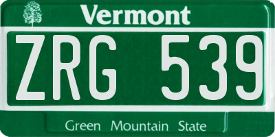 VT license plate ZRG539
