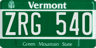 VT license plate ZRG540