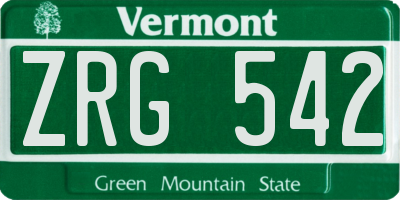 VT license plate ZRG542