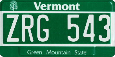 VT license plate ZRG543