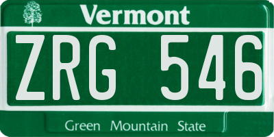 VT license plate ZRG546