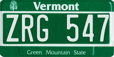 VT license plate ZRG547