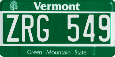 VT license plate ZRG549