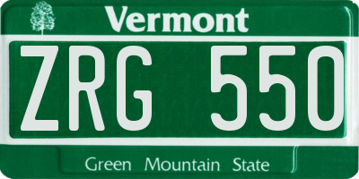 VT license plate ZRG550