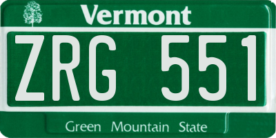 VT license plate ZRG551