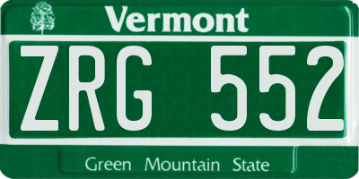 VT license plate ZRG552