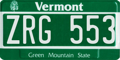 VT license plate ZRG553