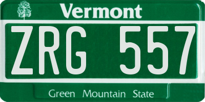 VT license plate ZRG557