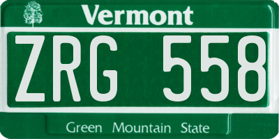 VT license plate ZRG558