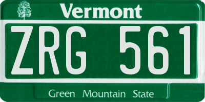 VT license plate ZRG561