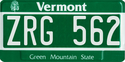 VT license plate ZRG562