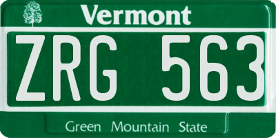 VT license plate ZRG563