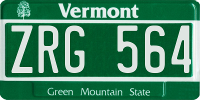 VT license plate ZRG564