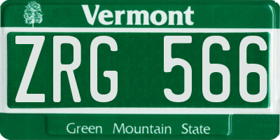 VT license plate ZRG566