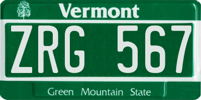 VT license plate ZRG567