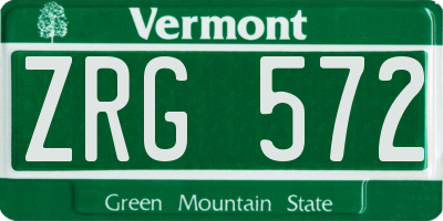 VT license plate ZRG572