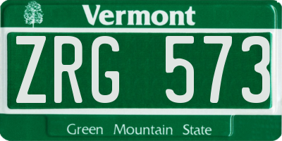 VT license plate ZRG573