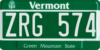 VT license plate ZRG574