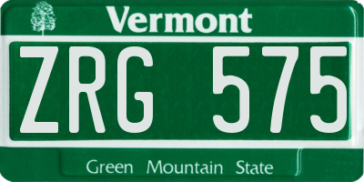 VT license plate ZRG575