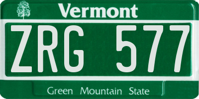 VT license plate ZRG577