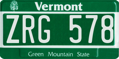VT license plate ZRG578
