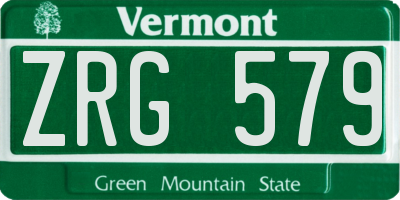 VT license plate ZRG579