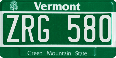VT license plate ZRG580