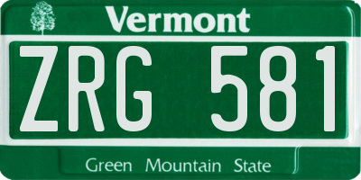VT license plate ZRG581