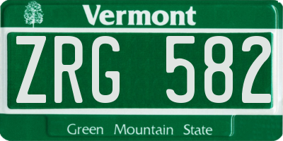 VT license plate ZRG582