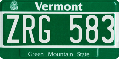 VT license plate ZRG583
