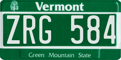 VT license plate ZRG584