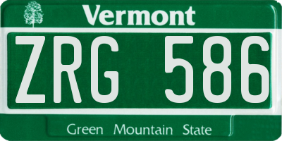 VT license plate ZRG586