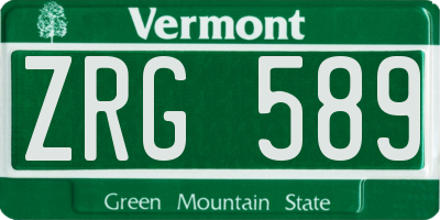 VT license plate ZRG589