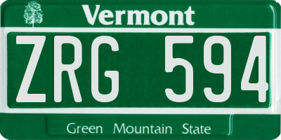 VT license plate ZRG594