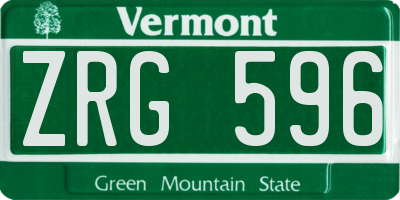 VT license plate ZRG596