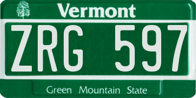 VT license plate ZRG597