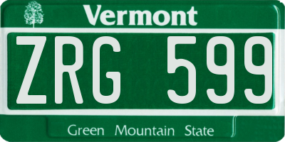 VT license plate ZRG599