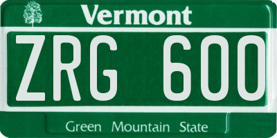 VT license plate ZRG600