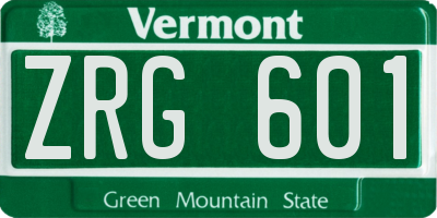 VT license plate ZRG601