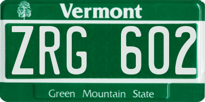 VT license plate ZRG602