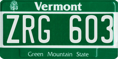 VT license plate ZRG603