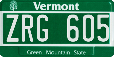 VT license plate ZRG605