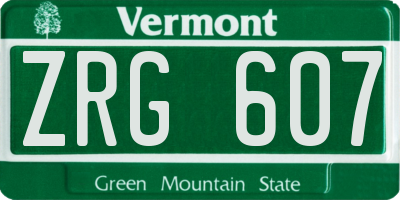 VT license plate ZRG607