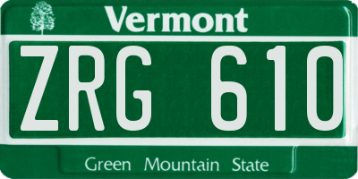 VT license plate ZRG610