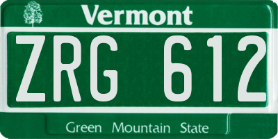 VT license plate ZRG612