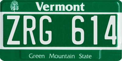 VT license plate ZRG614