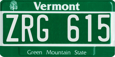 VT license plate ZRG615