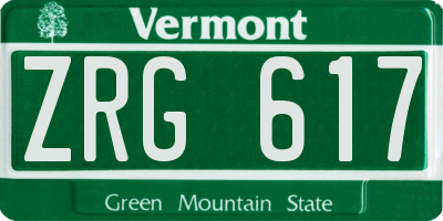 VT license plate ZRG617