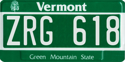 VT license plate ZRG618
